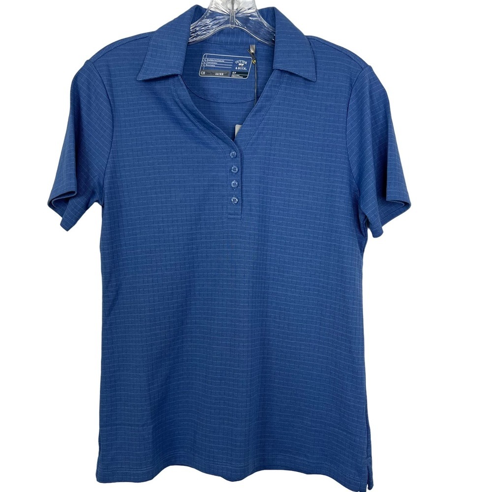 Cutter & Buck NWT Womens Top Blue Collared V-Neckline Short Sleeves Shirt Size S